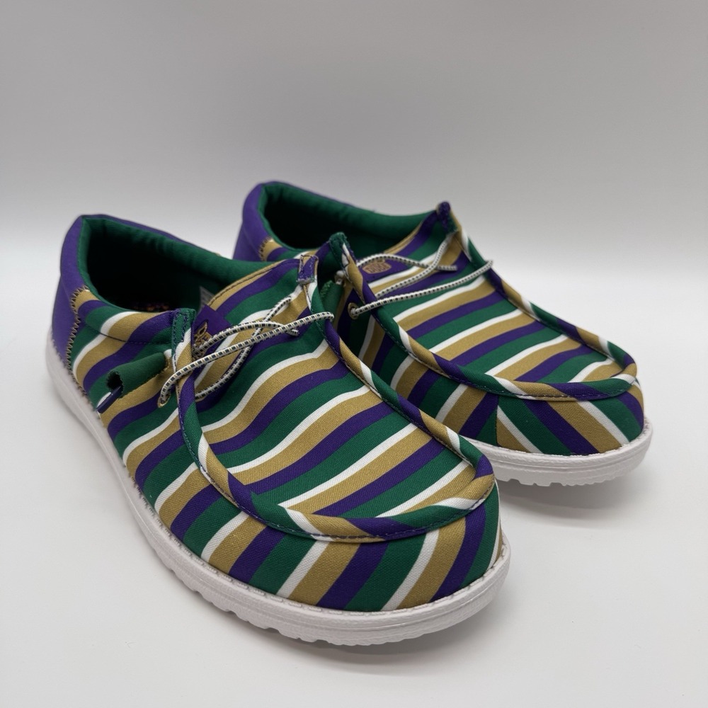 Hey Dude Mens Size 11 Wally Funk Mardi Gras Party Slip-On Casual Shoes Green